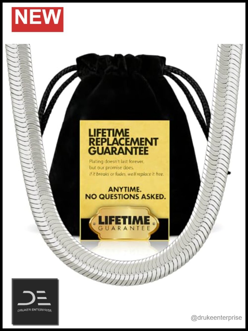 9mm Flexible Herringbone Chain Necklace 18" Real 24K Gold Plated Unisex